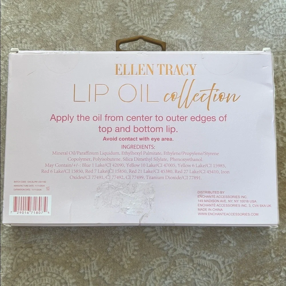 Brand New Ellen Tracy 5-Pack Lip Oil Collection Hydrating Tint Gloss Reds Pinks